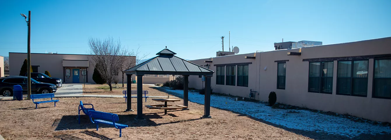 Gazebo on campus of San Ildefonso Day School.