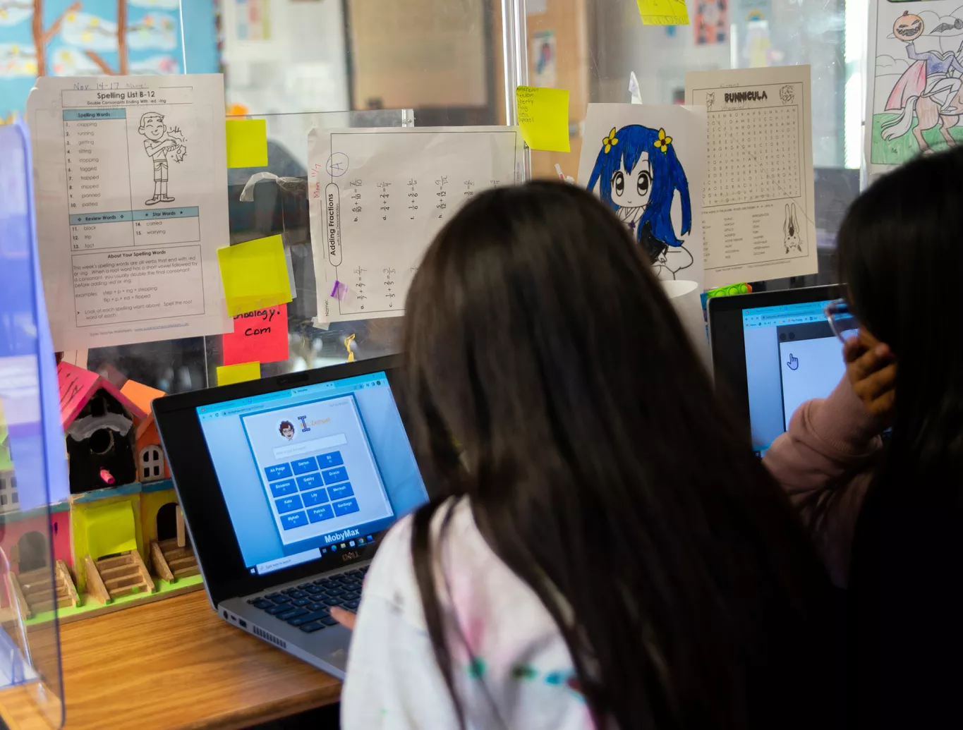 Students using computers.